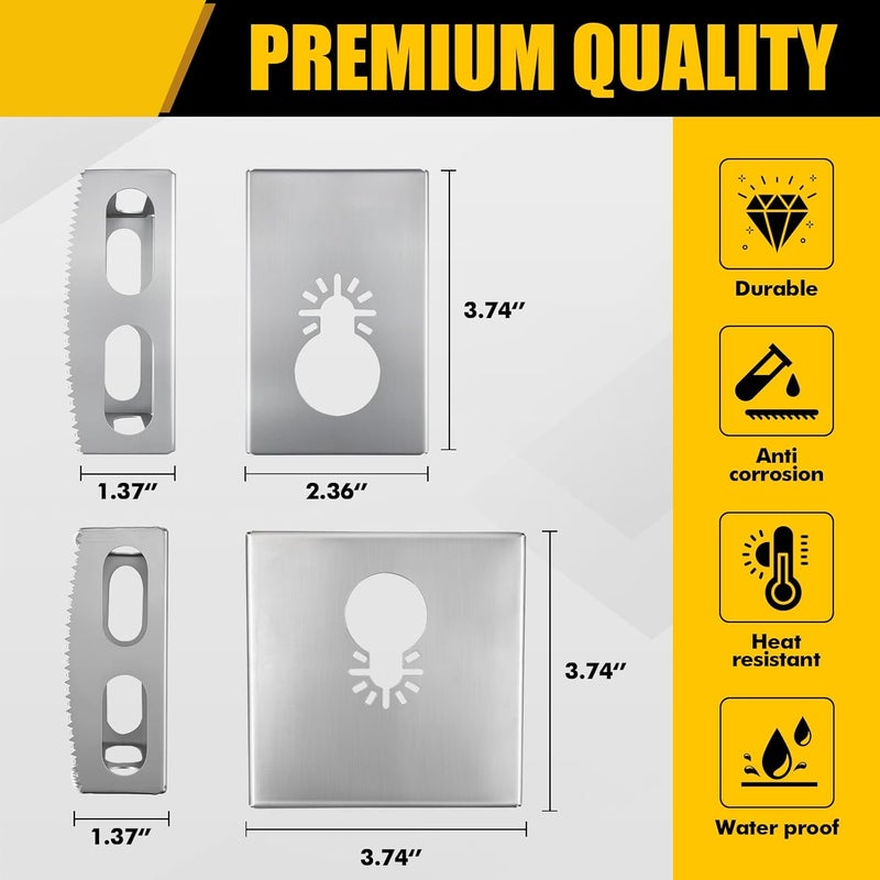 BPOPO 2 Pcs Square Slot Cutter Compatible for Dewalt 20V & Milwukee M18 Oscillating Multi-Tool to Cut-in Single Gang Wall Boxes,Outlet Cutter for Drywall,Efficient Carving Tool,Rectangle + Square - Image 2